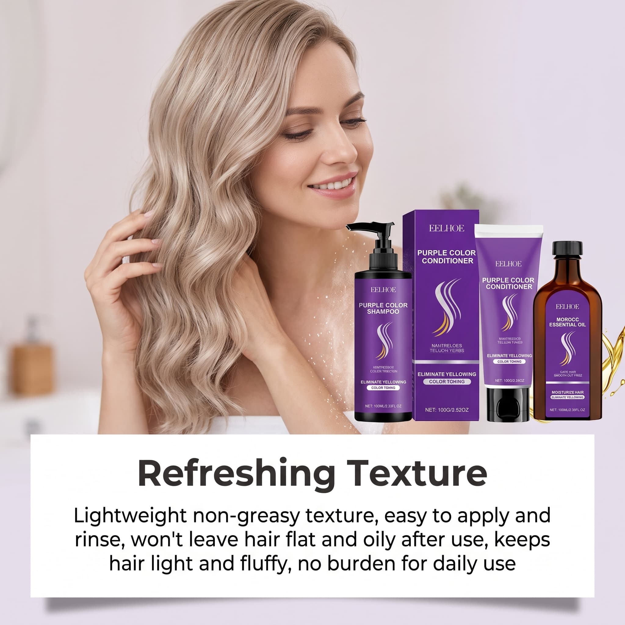 Purple Shampoo Set With Condit - Hair Care Oil Serum ulasan dan harga