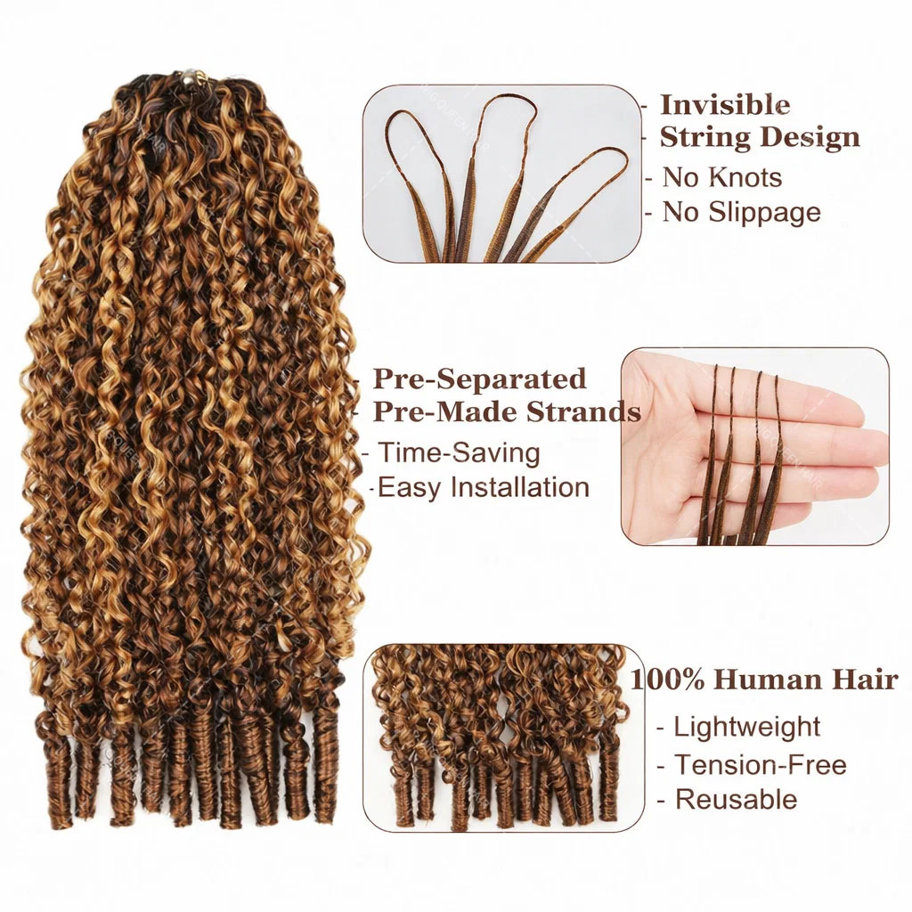 P427 Highlight Burmese Curly F - Crochet Braiding Hair ulasan dan harga
