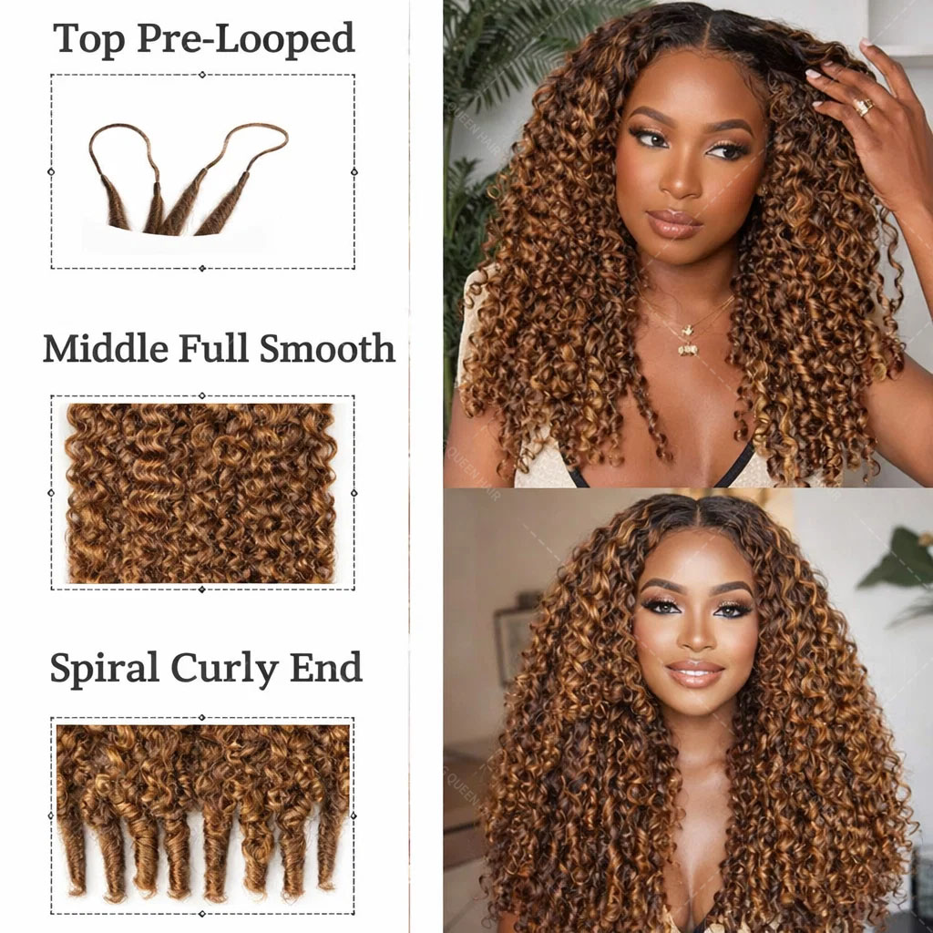 P427 Highlight Burmese Curly F - Crochet Braiding Hair ulasan dan harga